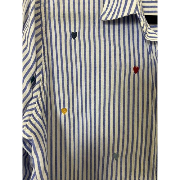 Rails Button Down Womens M Striped with little hearts‎ preppy minimal - AS IS - Picture 7 of 9
